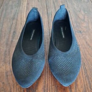 French Connection Black  Pointed Knit Flats with Heart Detail